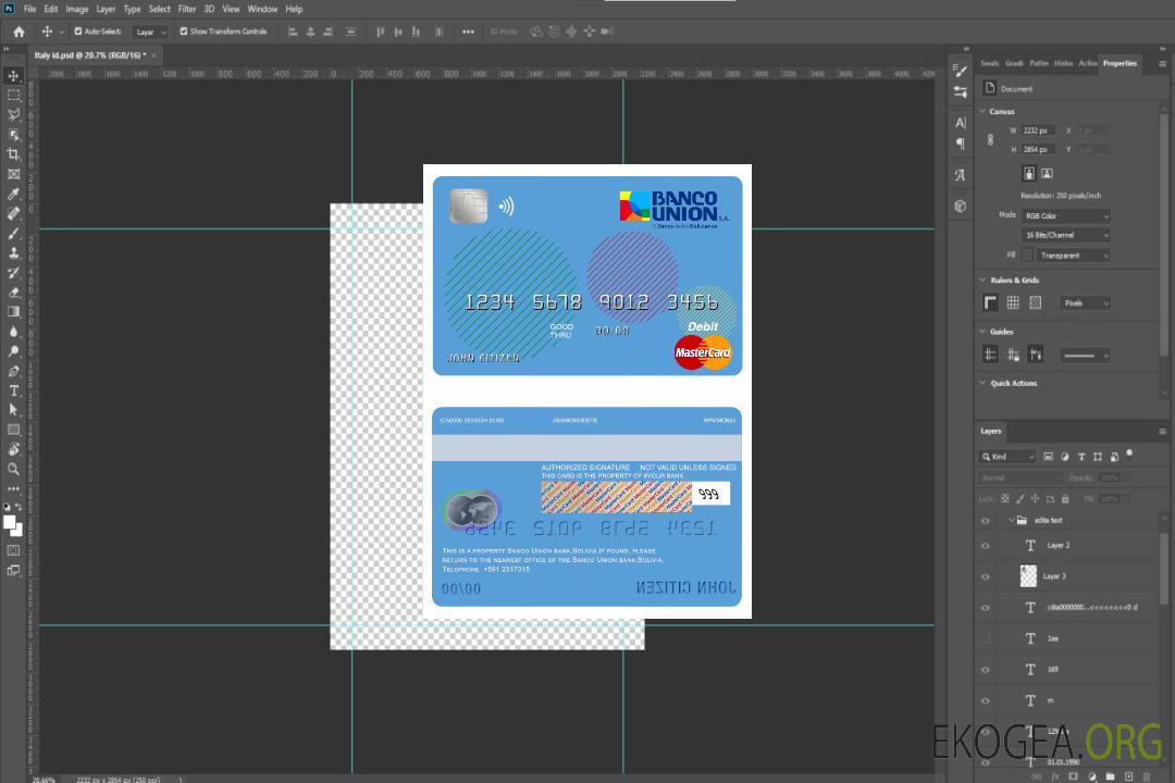 Carte de débit mastercard de la banque Banco Union de Bolivie template Carte de débit mastercard de la banque Banco Union de Bolivie template